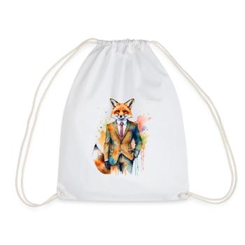 Fuchs Anzug Bunt Tier Design Print - Turnbeutel - Weiß - Vorne