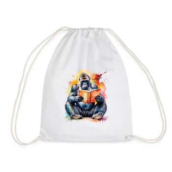 Gorilla Reading Book Monkey Coloré Animal Design Imprimer - Sac de sport léger - blanc - Devant