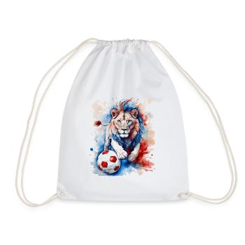 Lion Football Colorful France Animal Design Print - Drawstring Bag - white - Front