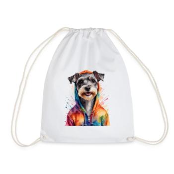 Zwergschnauzer Hoodie Hund Lustig Tier Print - Turnbeutel - Weiß - Vorne