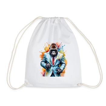Gorilla Anzug Affe Bunt Tier Design Print - Turnbeutel - Weiß - Vorne