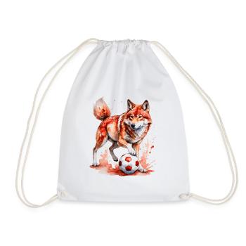 Wolf Football Colorful Serbia Srbija Animal Design Print - Drawstring Bag - white - Front