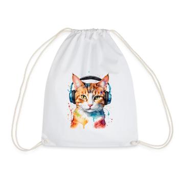 Casque de chat coloré drôle animal design imprimer - Sac de sport léger - blanc - Devant