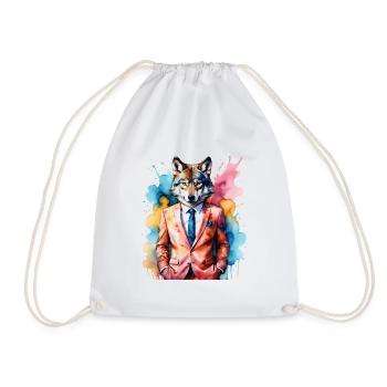Costume de loup Imprimé coloré de design d’animaux - Sac de sport léger - blanc - Devant