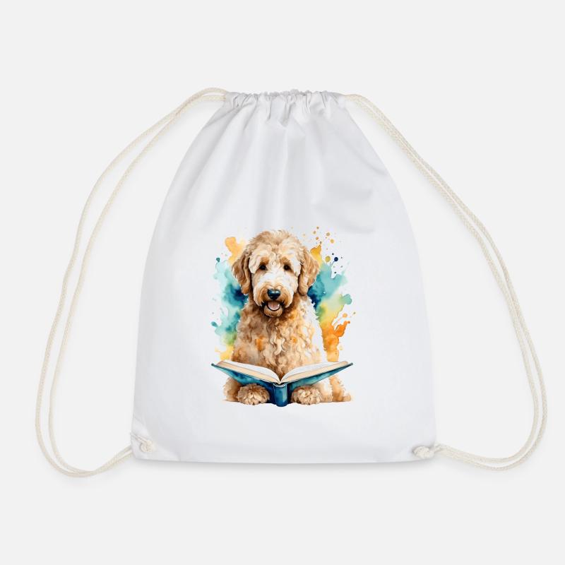 Goldendoodle Lesen Buch Hund Tier Design Print - Turnbeutel - Weiß