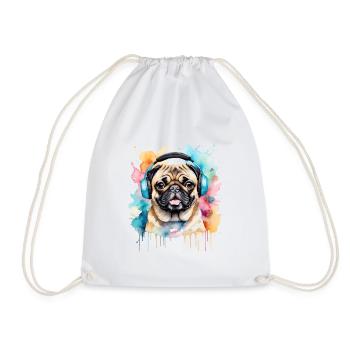 Carlin Casque Chien Coloré Drôle Animal Design Imprimer - Sac de sport léger - blanc - Devant