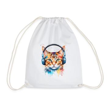 Casque de chat coloré drôle animal design imprimer - Sac de sport léger - blanc - Devant