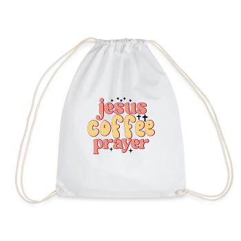 Jesus, Coffee, Prayer - Drawstring Bag - white - Front