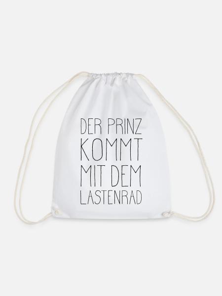 Der Prinz kommt mit dem Lastenrad - Turnbeutel - Weiß