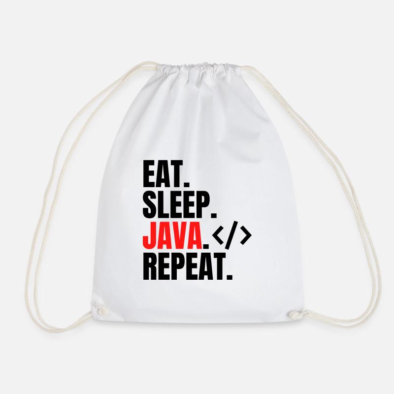 eat sleep java repeat - Drawstring Bag - white