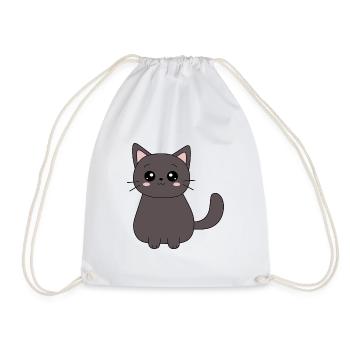 Black Cat Cat Sweet Kitten Christmas Gift - Drawstring Bag - white - Front
