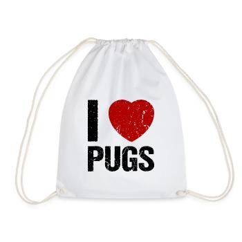 I love Pugs Mops Hundeliebhaber - Turnbeutel - Weiß - Vorne