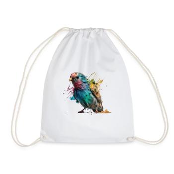 Colorful Little Bird Splash Art Design - for everyone - Drawstring Bag - white - Front