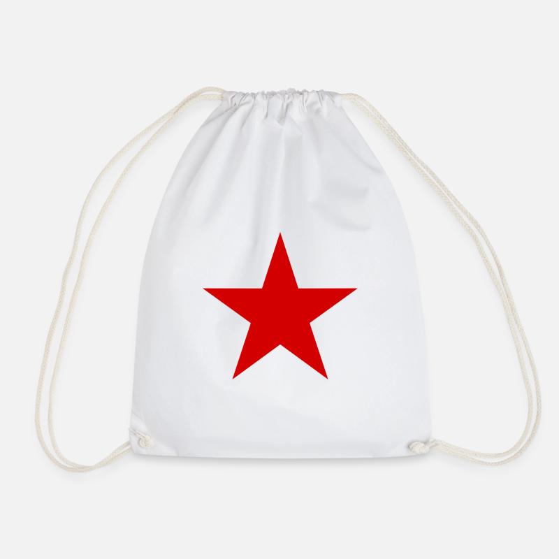 Star red, red star - Drawstring Bag - white