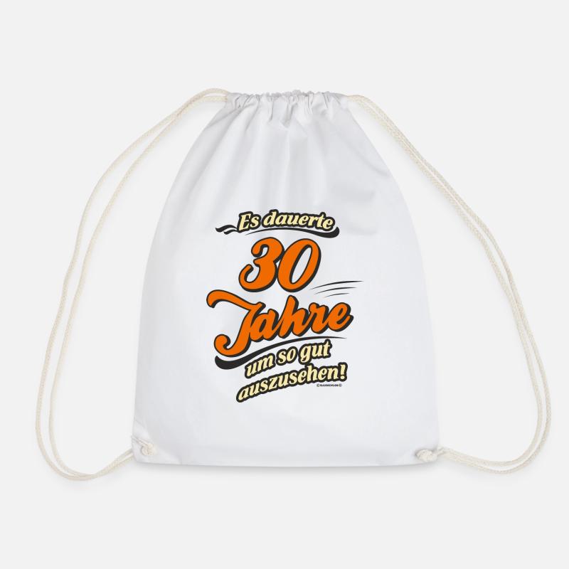 Es dauerte 30 Jahre, original RAHMENLOS® Design - Turnbeutel - Weiß