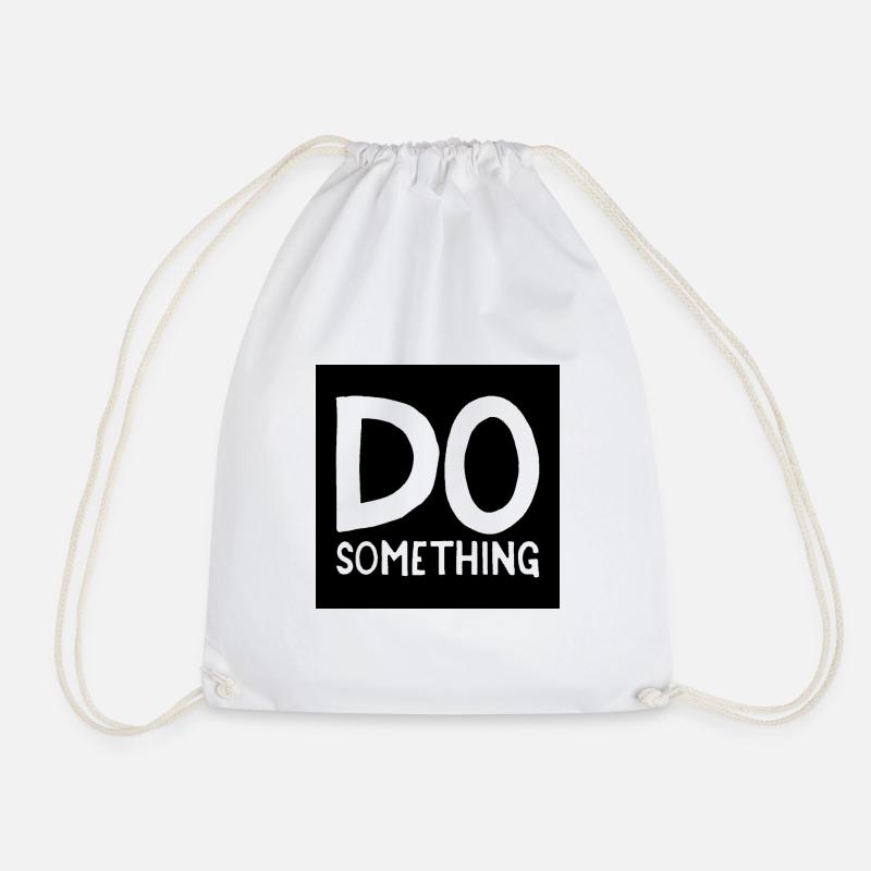 DO something black transparent - Drawstring Bag - white