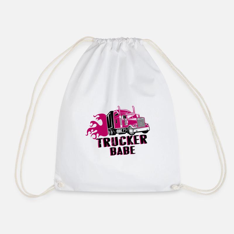 Trucker babe gift truck driver - Drawstring Bag - white