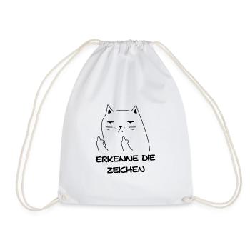 Erkenne die zeichen Geschenk Katze Haustiere - Turnbeutel - Weiß - Vorne