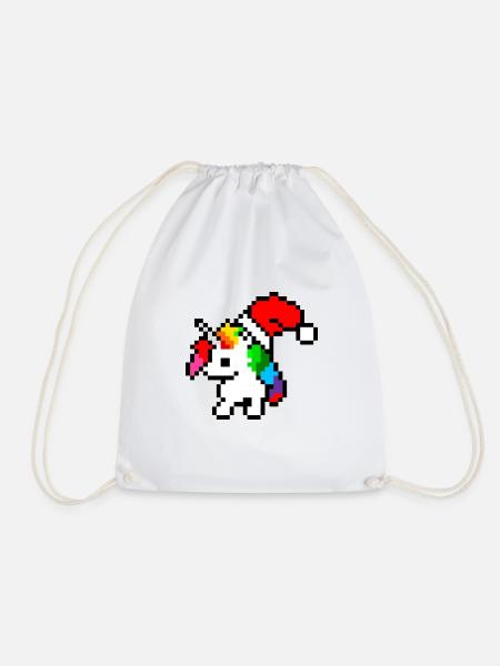 Weihnachten Einhorn Pixel Art - Turnbeutel - Weiß