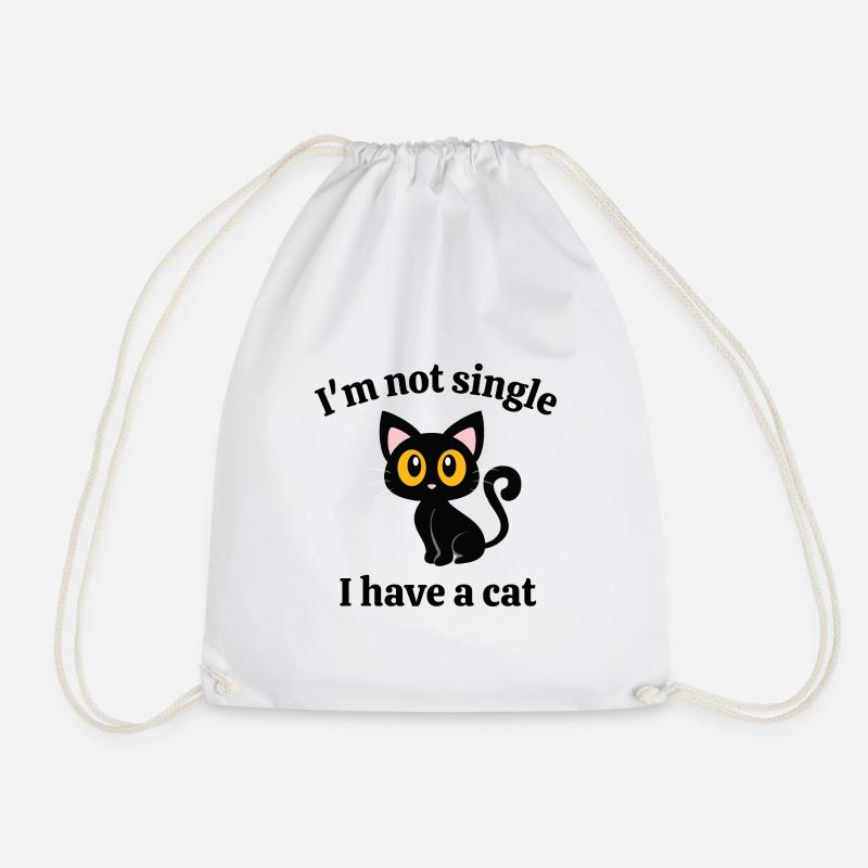 I'm not single I have a cat - Drawstring Bag - white