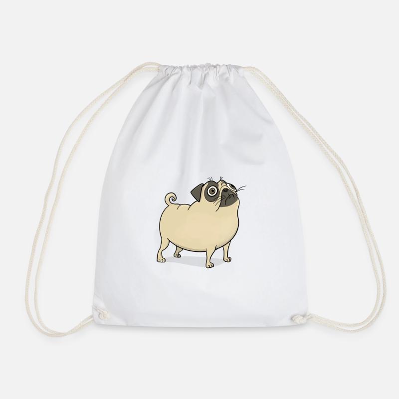 Pug funny embarrassed - Drawstring Bag - white