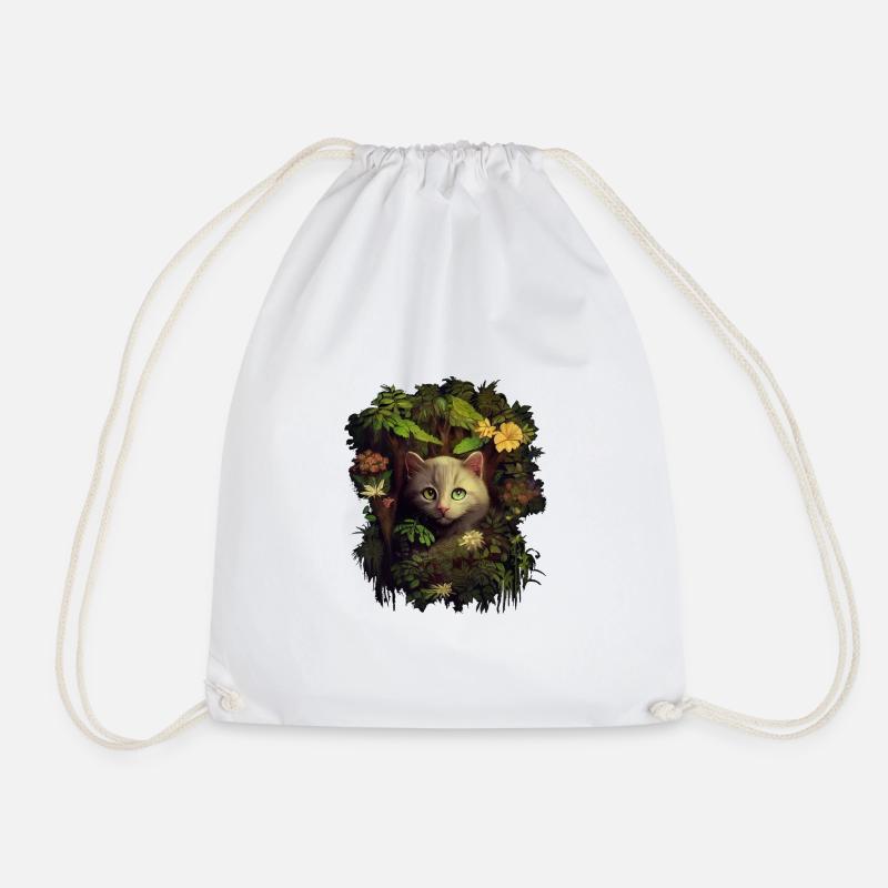 Kitty Peaking Out From The Forest - Malstil - Turnbeutel - Weiß