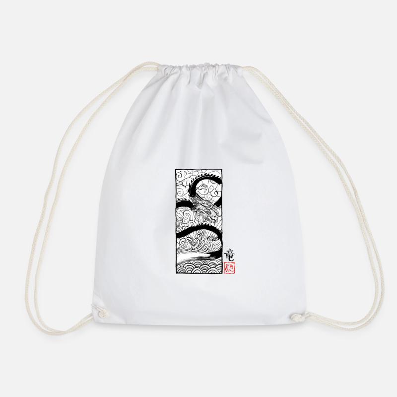 Kumitate Dragon - Drawstring Bag - white