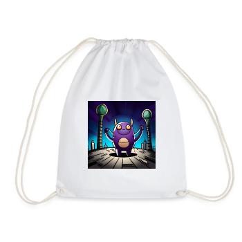 cute purple monster - Drawstring Bag - white - Front