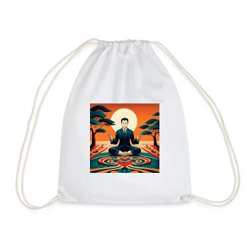 chinesischer Mann bei der Meditation - Turnbeutel - Weiß - Vorne
