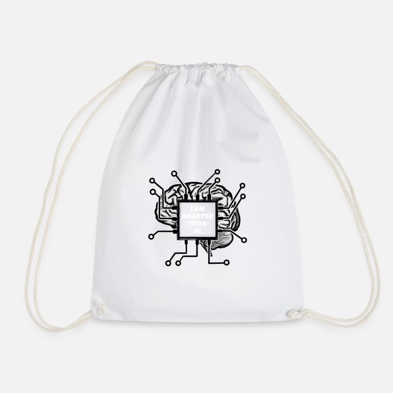 I am smarter than AI - Drawstring Bag - white