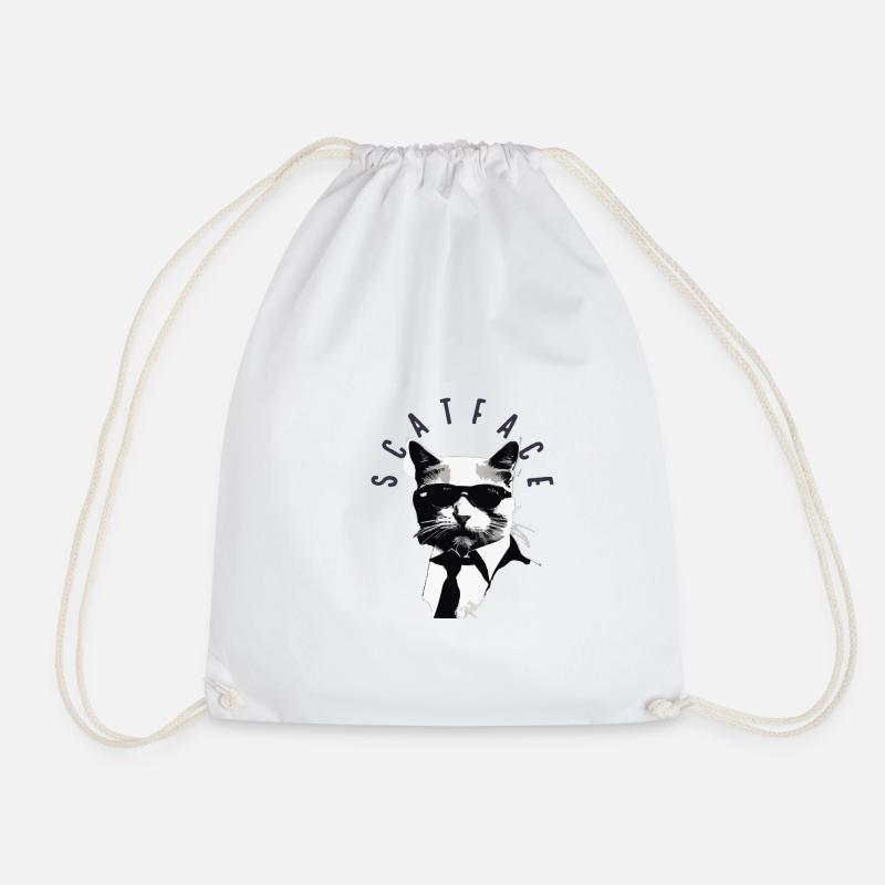 Scatface Mafia Cat - Drawstring Bag - white