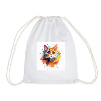 Cat logo - Drawstring Bag - white - Front