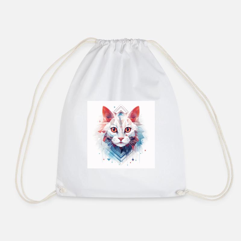 Cat logo - Drawstring Bag - white