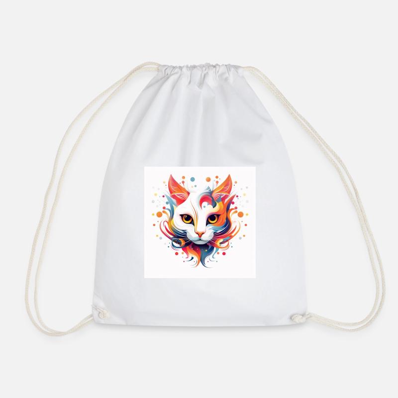 Cat logo - Drawstring Bag - white