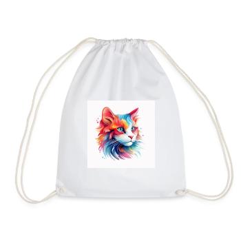 Cat logo - Drawstring Bag - white - Front