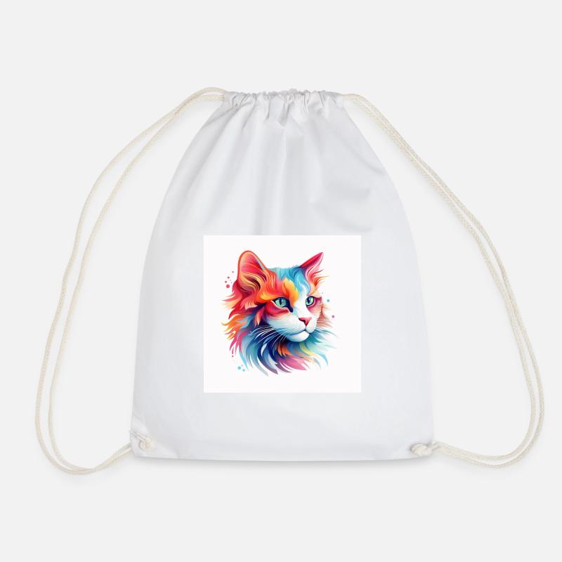 Cat logo - Drawstring Bag - white