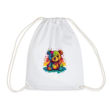 Charming Rainbow Teddy - Drawstring Bag - white - Front