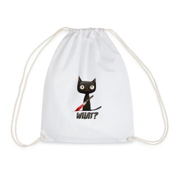Black cat what with bloody knife - it wasnt me - Turnbeutel - Weiß - Vorne