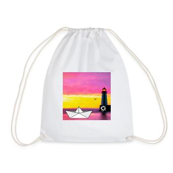 Phare et bateau en papier dans la mer - Sac de sport léger - blanc - Devant
