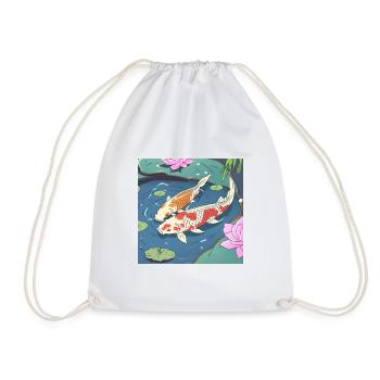Koi carp in a pond - Drawstring Bag - white - Front