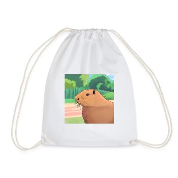 A brown capybara - Drawstring Bag - white - Front