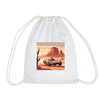 Race car driving through the desert - Drawstring Bag - white - Front
