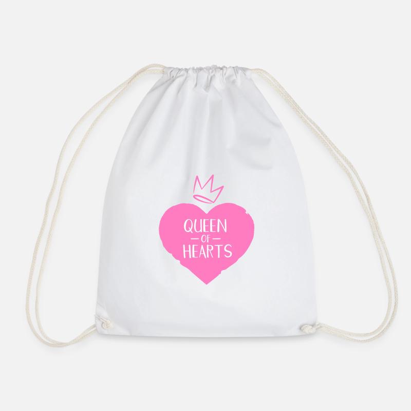 Queen of Hearts - Drawstring Bag - white
