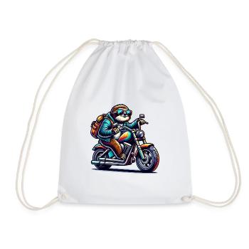 Vintage Biker Sloth Auf Chopper Design - Turnbeutel - Weiß - Vorne