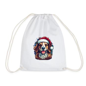 Weihnachten Hund Design - Turnbeutel - Weiß - Vorne
