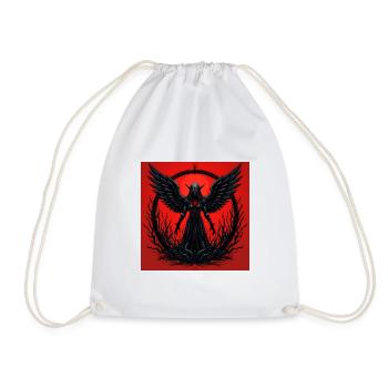 Winged demon in black against red background - Drawstring Bag - white - Front