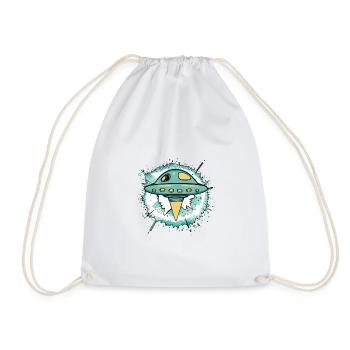 UFO Scifi Spaceship - Drawstring Bag - white - Front