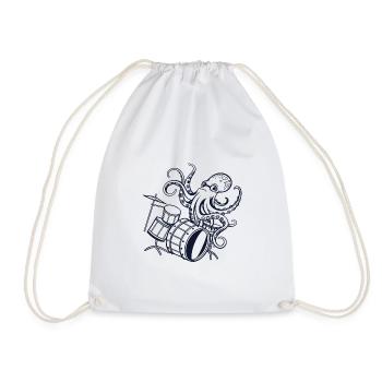 Rockin' Octopus Drummer - Sea Beats - Drawstring Bag - white - Front