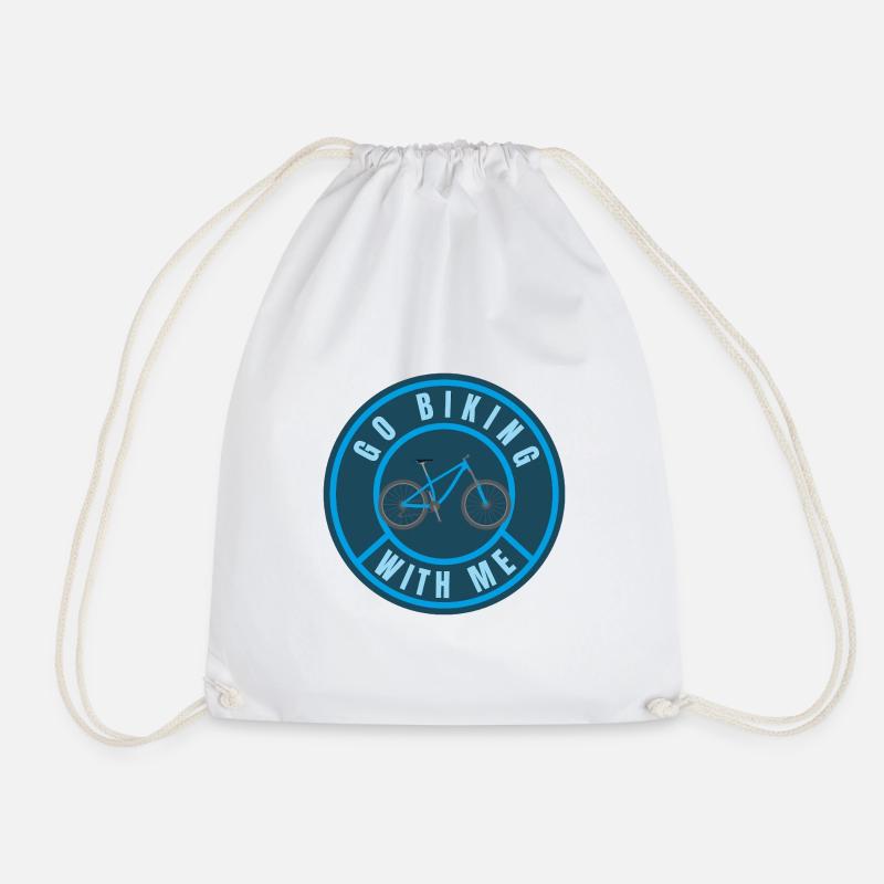 Go biking with me - Drawstring Bag - white