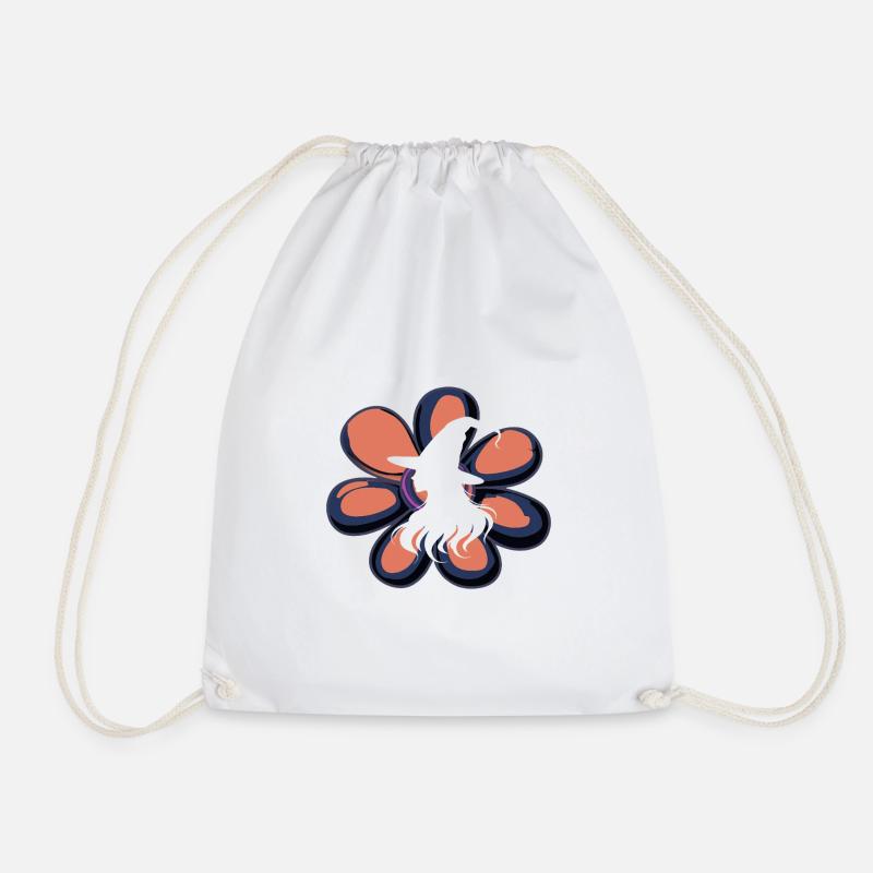 Witch Spell Broom - Drawstring Bag - white